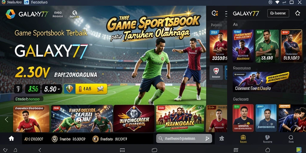 Tampilan screenshot gameplay GALAXY77 dengan berbagai opsi taruhan olahraga.