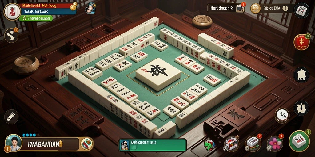 Tampilan gameplay KAGANDAN dengan papan Mahjong yang penuh warna.