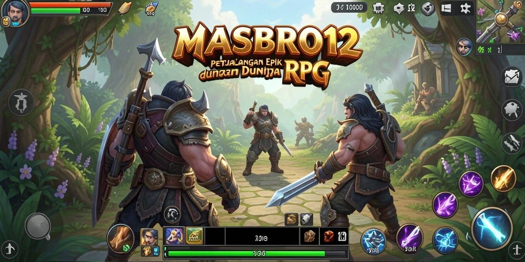 Tampilan screenshot utama MASBRO12 menampilkan aksi mendebarkan dalam pertempuran RPG.