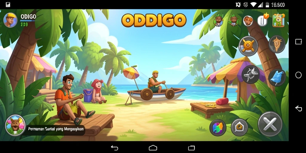 Tampilan gameplay ODDIGO yang penuh warna dan mengasyikkan.